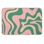 Liquid Swirl Contemporary Abstract Pattern in Blush Pink And Green  Versatile Bath Mat