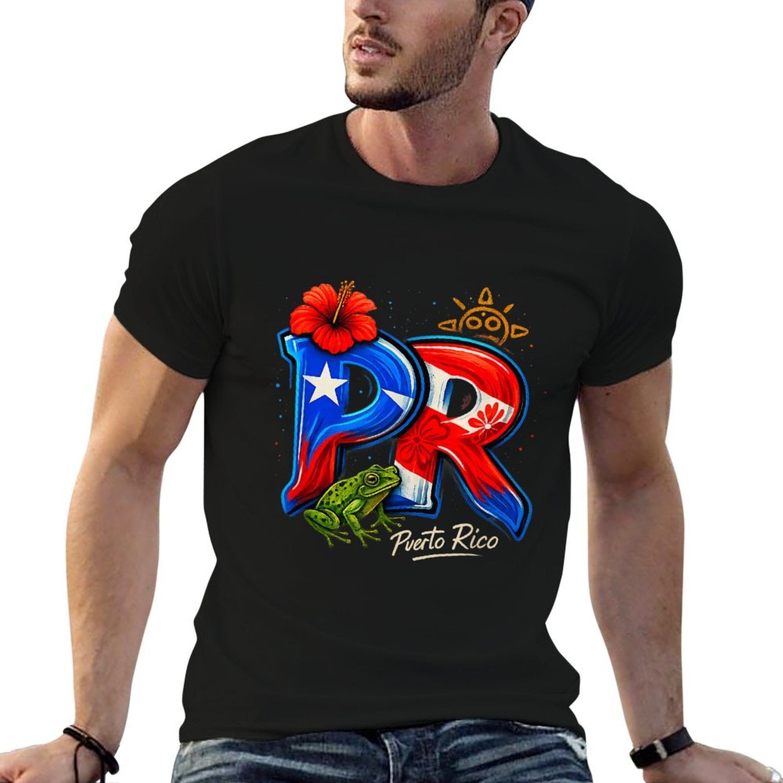 Puerto Rico PR Hibiscus Coqui Frog Rican Heritage Culture  Vintage-inspired T-Shirt