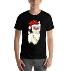 Xmas Lights Santa Hat Llama Christmas  Lightweight T-Shirt