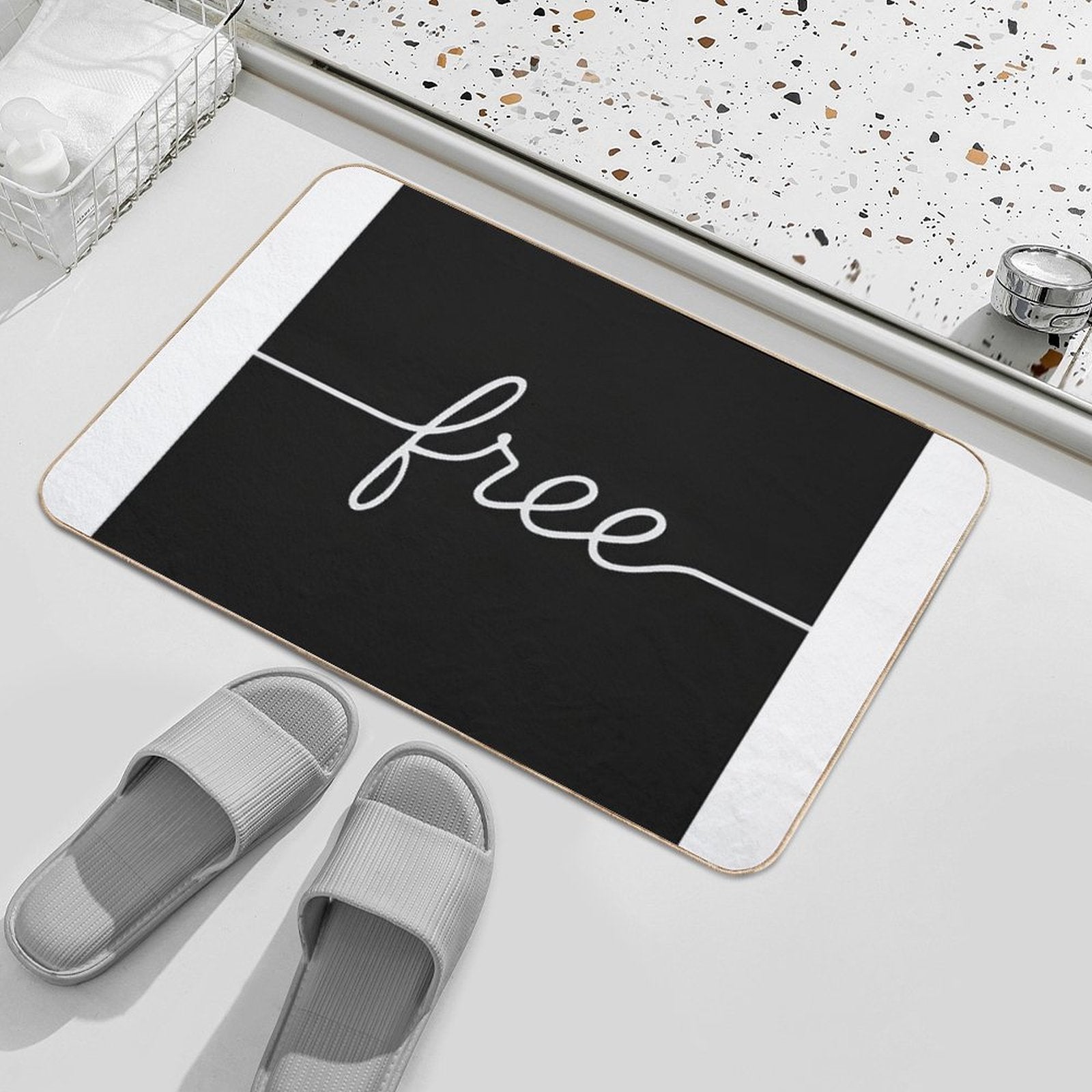 Line Shaped Into The Word Free  Absorbent Bath Mat