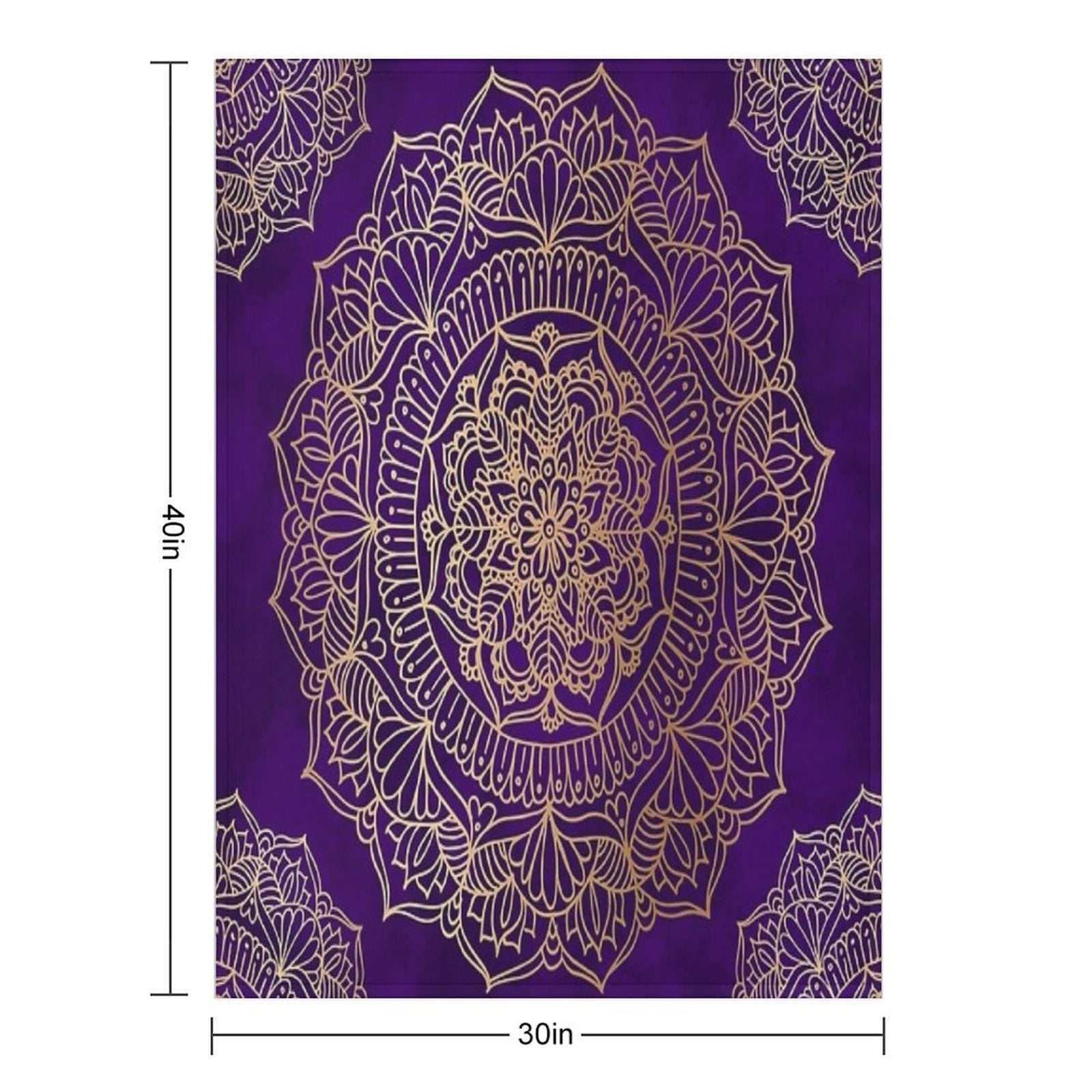 Royal Purple And Gold Mandala Machine-washable Throw Blanket