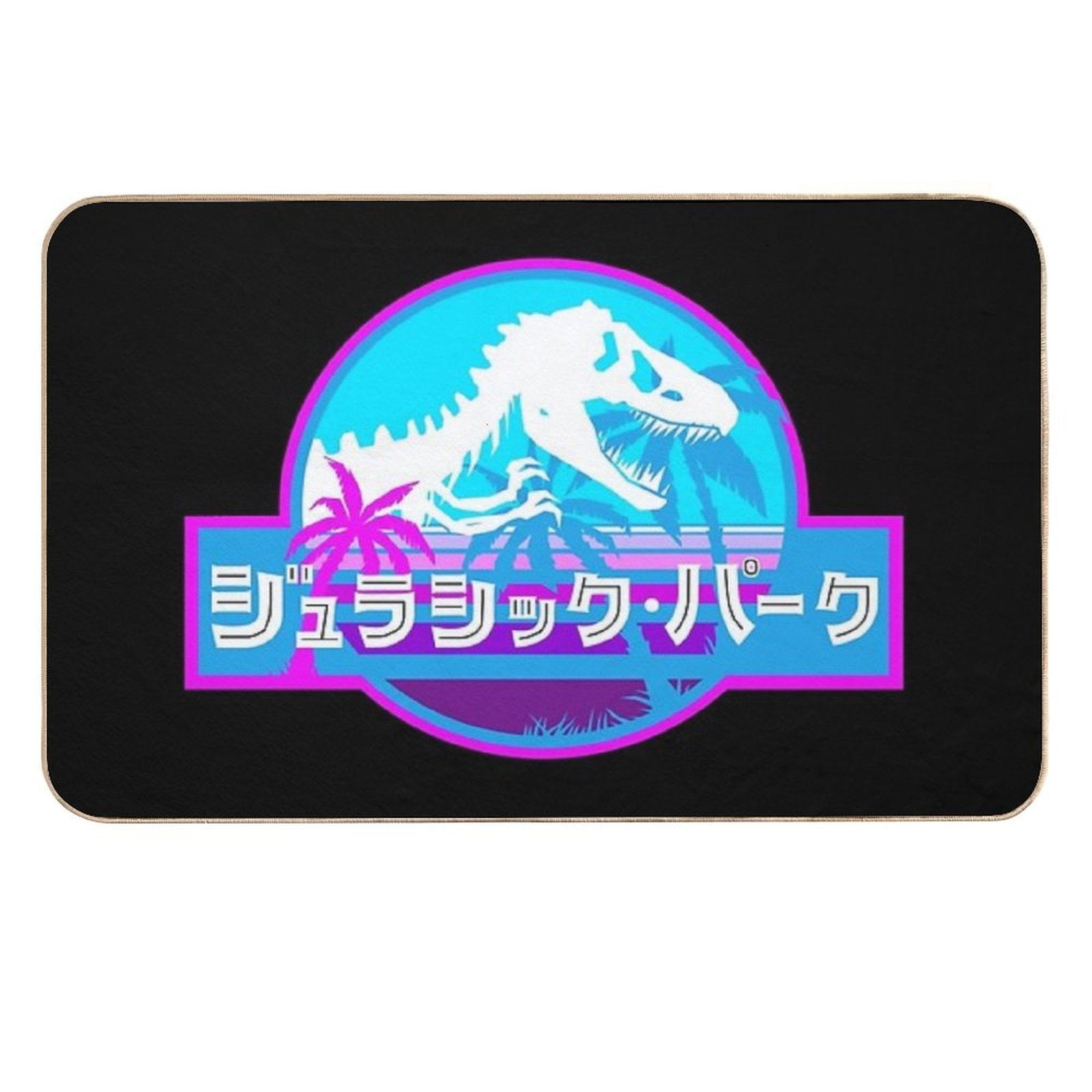 Jurassic Park Vaporwave (Japanese)  Dirt-Trapping Bath Mat