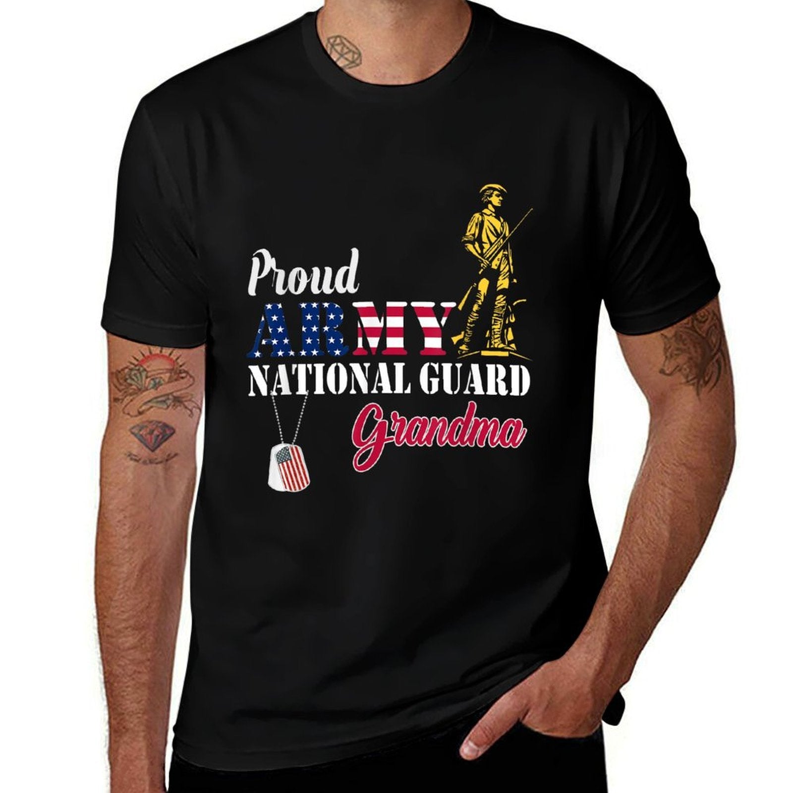 Proud National Guard Grandma Military Family Veterans Day  Graphic-printed T-Shirt