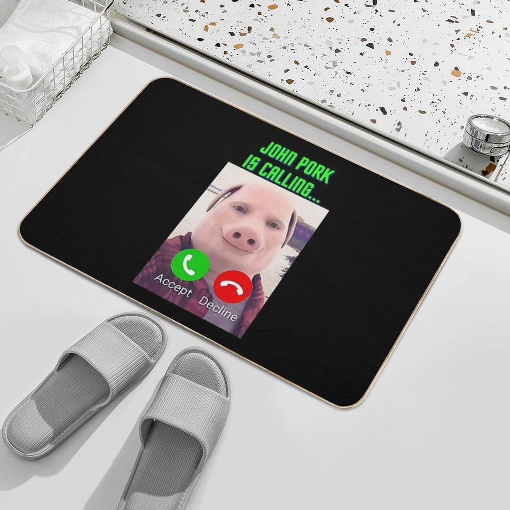 John Pork Is Calling  Non-Slip Bath Mat