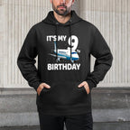 It's My 9th Birthday Airplane 9 Year Old Birthday Boy Girl Colorfast Hoodie