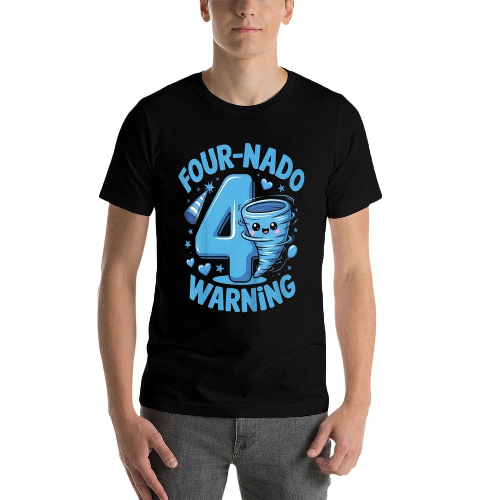 Kids Four-Nado Warning 4th Birthday Boy Tornado Birthday  Vintage-inspired T-Shirt