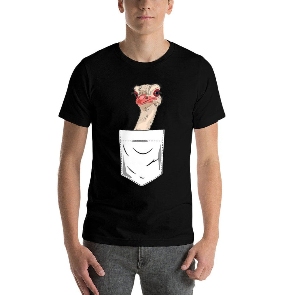 Ostrich Bird in The Pocket Funny Ostrich  Cotton T-Shirt