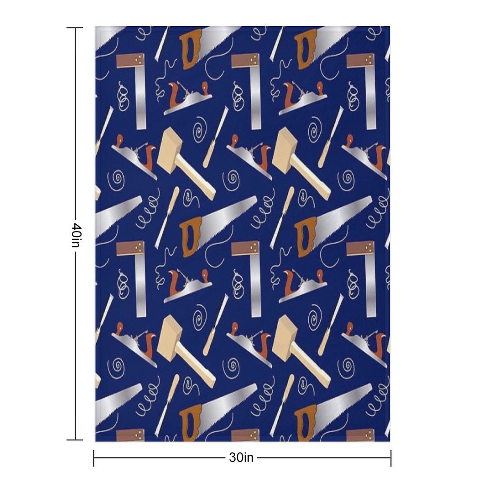 Carpenter's Toolkit Illustrated Pattern  Woodworking Tools Versatility Throw Blanket