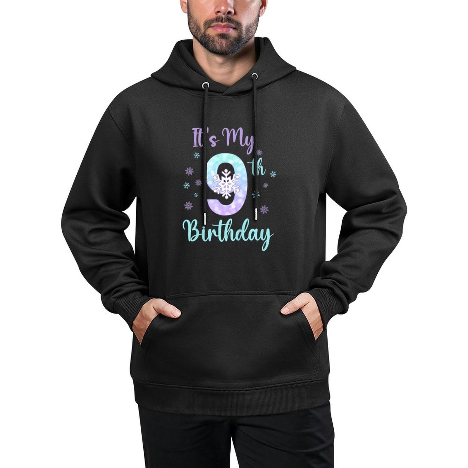 Kids It's My 9th Birthday Snowflake Winter Nine Years Old Durable Construction Hoodie