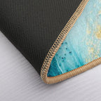 Blue & Gold Ocean Tides Abstract Art  Easy To Clean Bath Mat