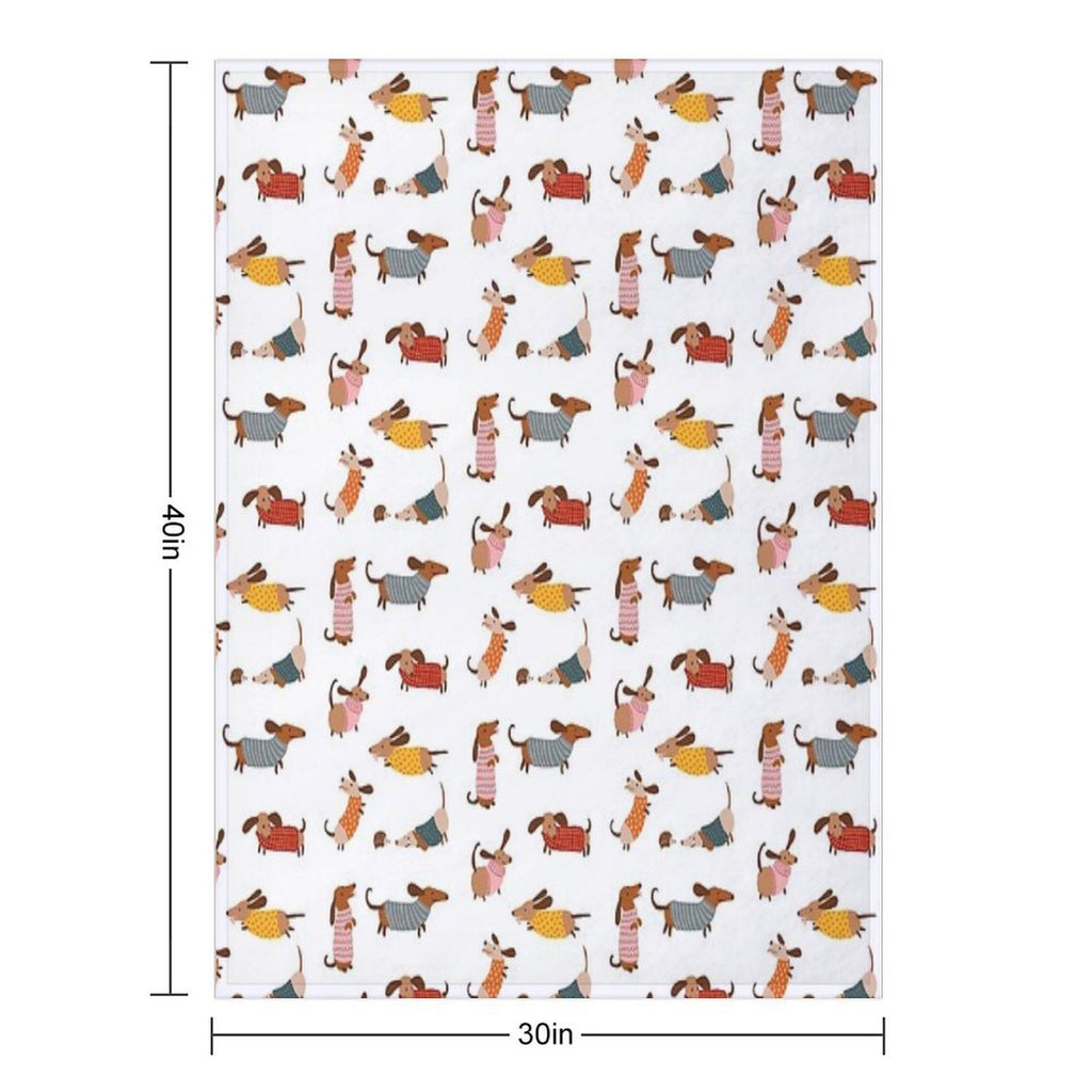 Cute Dachshunds in Winter Sweaters Multi-functional Throw Blanket