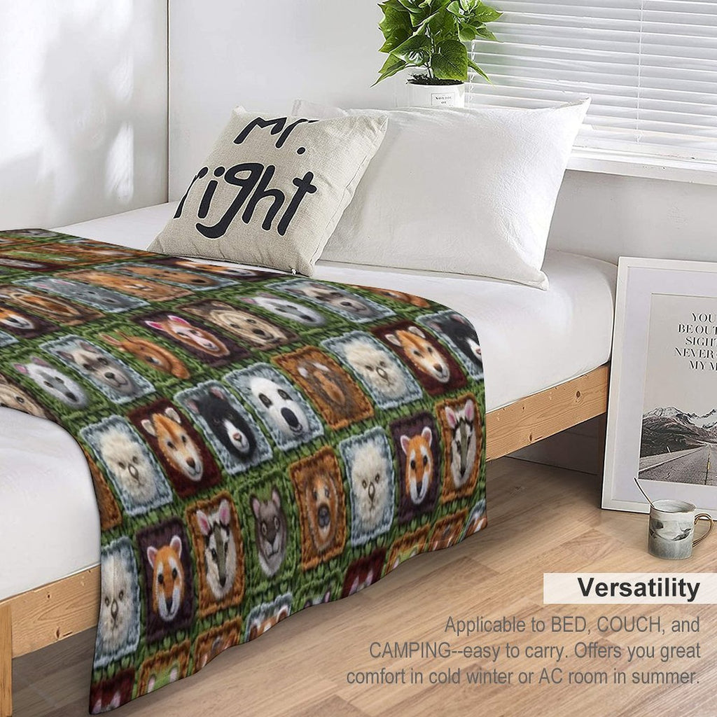 Wildlife Parade Colorful Animal Crochet Seamless Pattern Gift-ready Throw Blanket