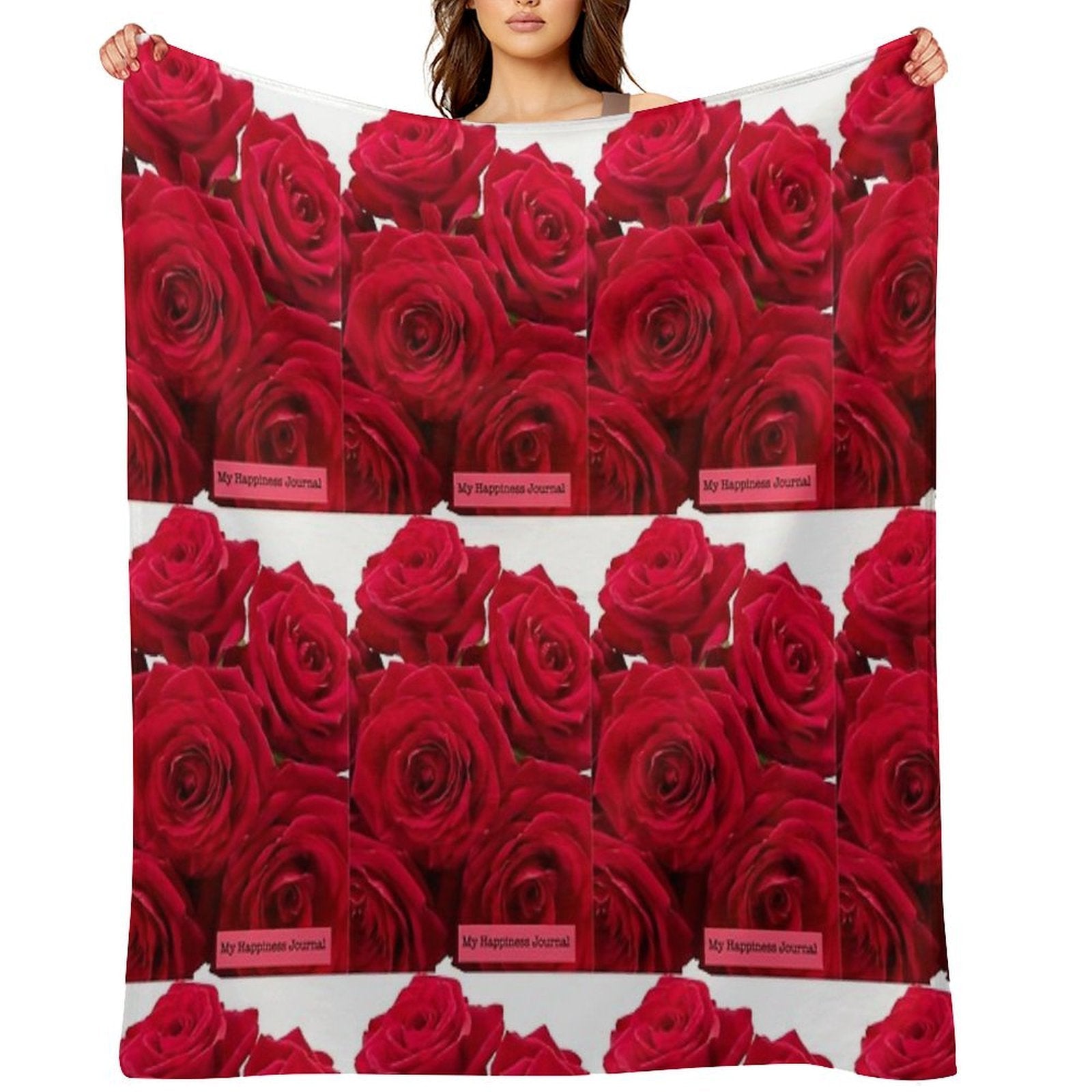 Happiness Journal with Red Roses Lightweight Throw Blanket