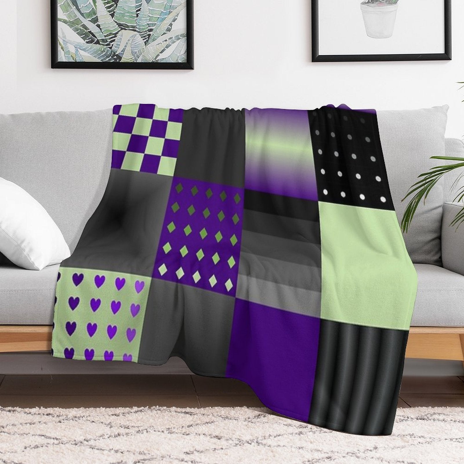 Funny Patchwork Pattern 9 Wrinkle-free Throw Blanket