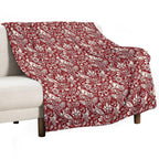 Pheasant And Hare Pattern, Deep Red And Cream Versatility Throw Blanket