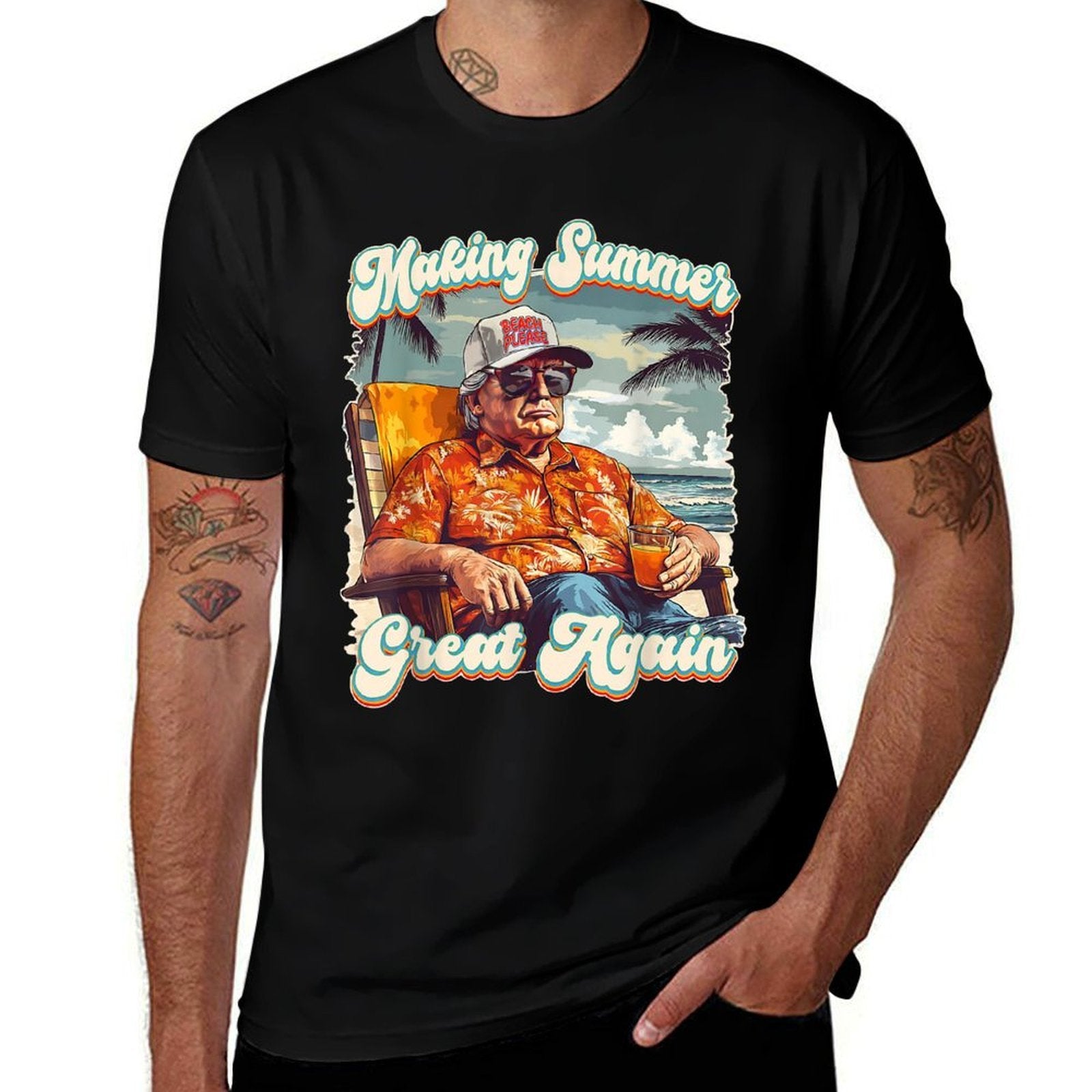 Making Summer Great Again Hawaii Beach Funny Trump Vacation  Summer-ready Fabric T-Shirt
