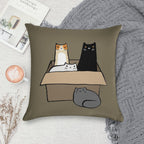 Cats in A Box Soft Short Plush Fabric Throw Pillow