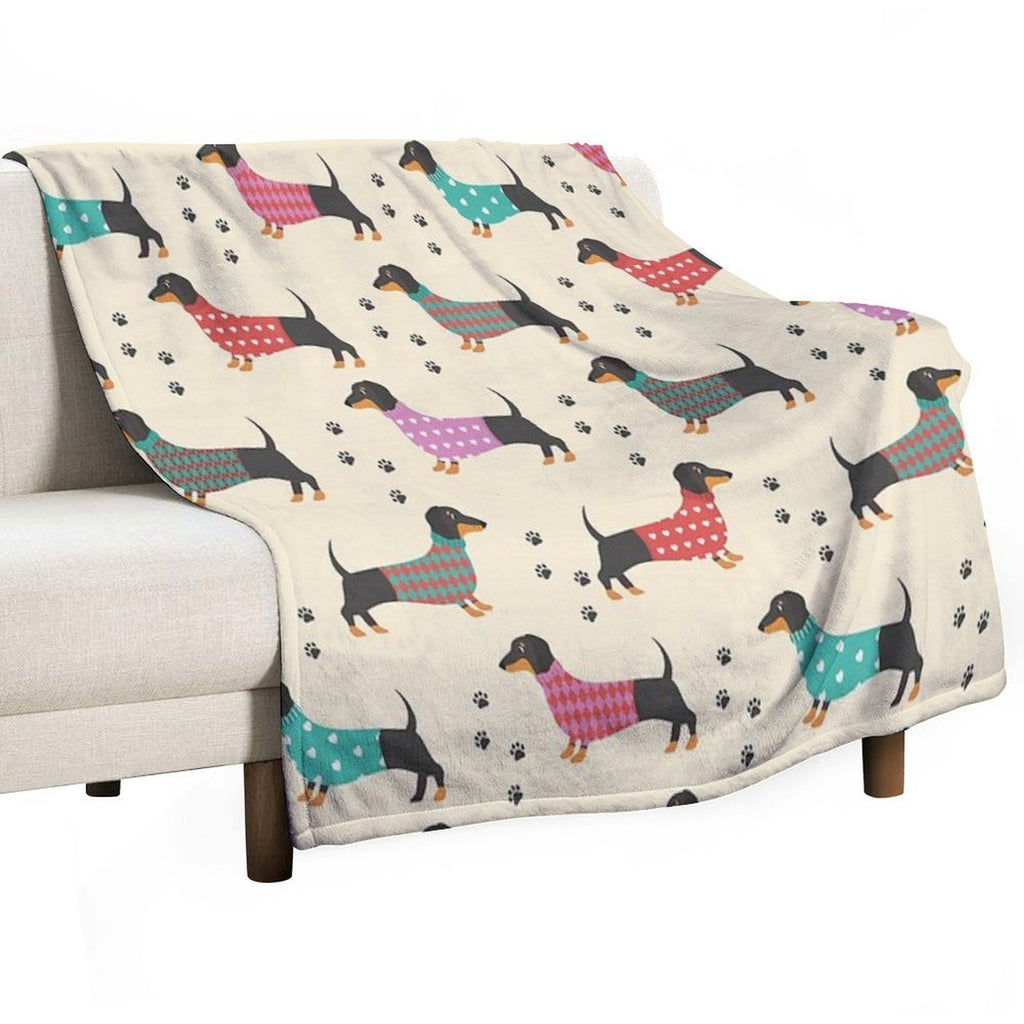 Dachshund, Dackel - Seamless Pattern Lightweight Throw Blanket
