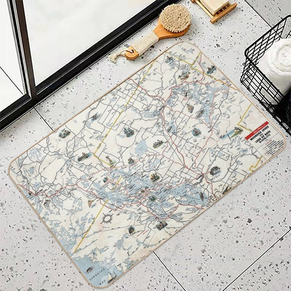 Muskoka Lakes Tourist Map 1949  Slip-Resistant Bath Mat