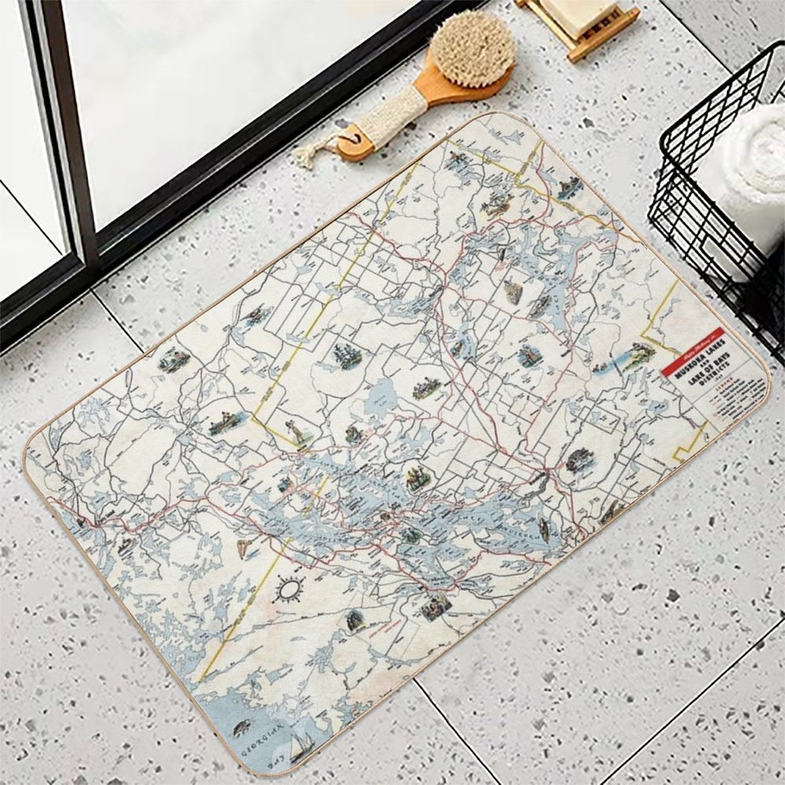 Muskoka Lakes Tourist Map 1949  Slip-Resistant Bath Mat