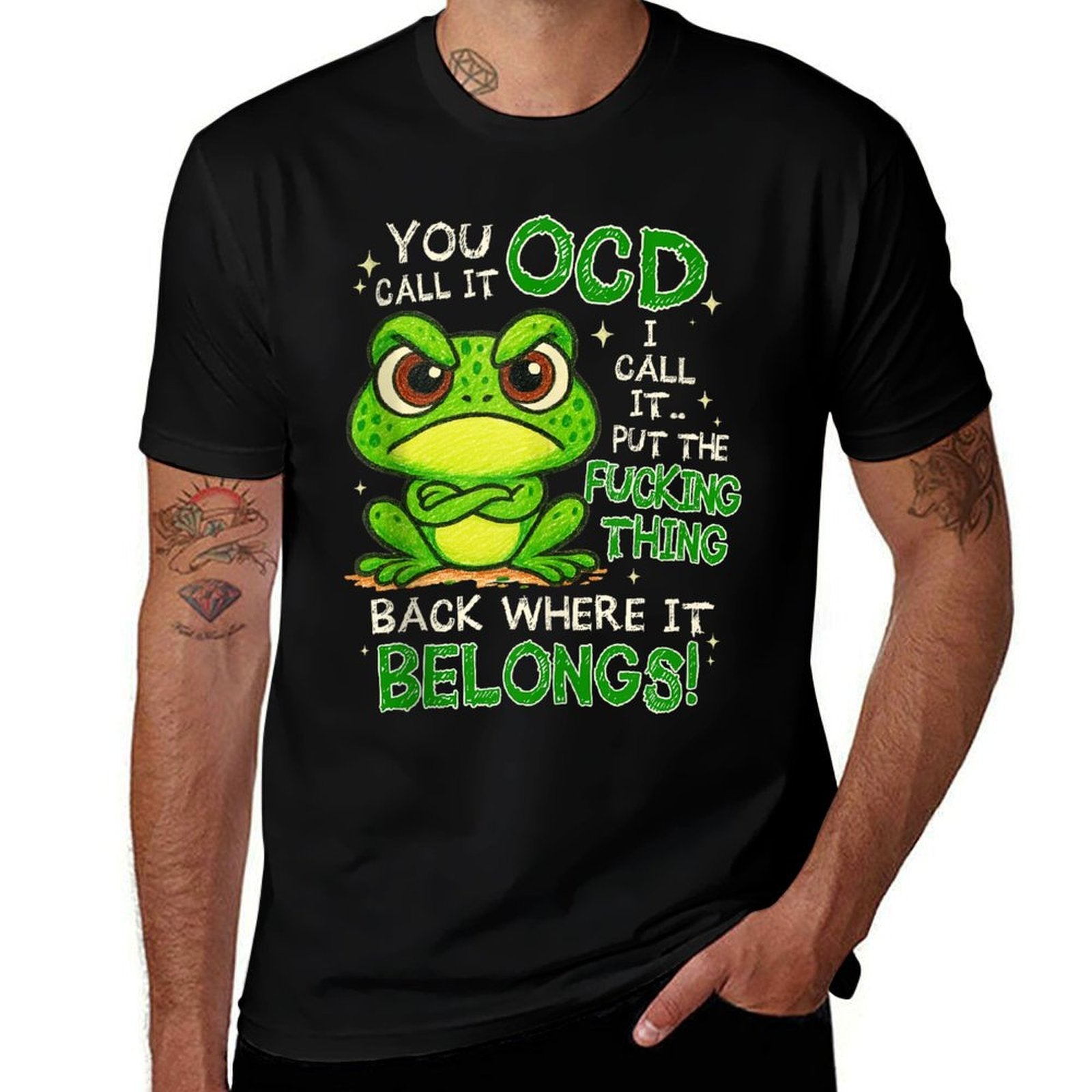 Cute Frog You Call It OCD I Call It  Summer-ready Fabric T-Shirt