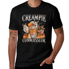 Creampie Connoisseur Raunchy Funny Cat Meme Adult Humor  Ribbed Collar T-Shirt