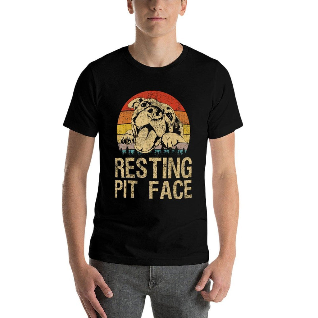 Vintage Pitbull Resting Pit Face - Funny Pitbull Lovers  Breathable T-Shirt