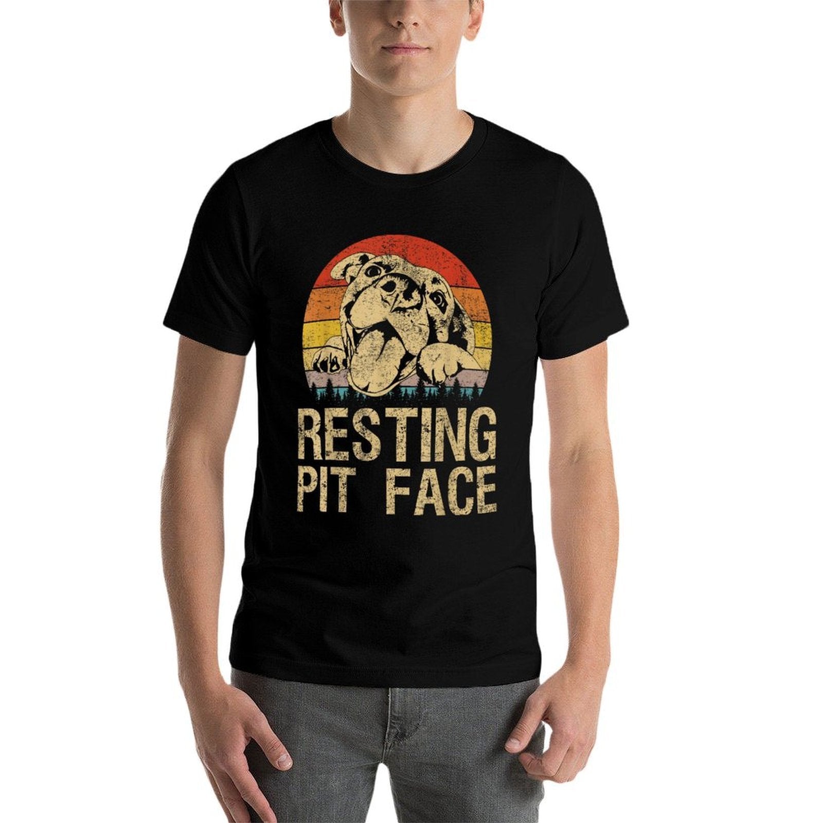 Vintage Pitbull Resting Pit Face - Funny Pitbull Lovers  Breathable T-Shirt