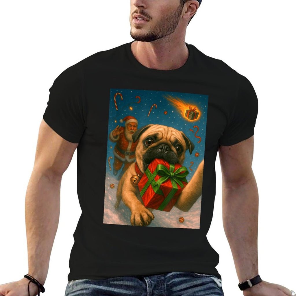 Funny Christmas Pug - Selfie with Santa Xmas  Relaxed-fit T-Shirt