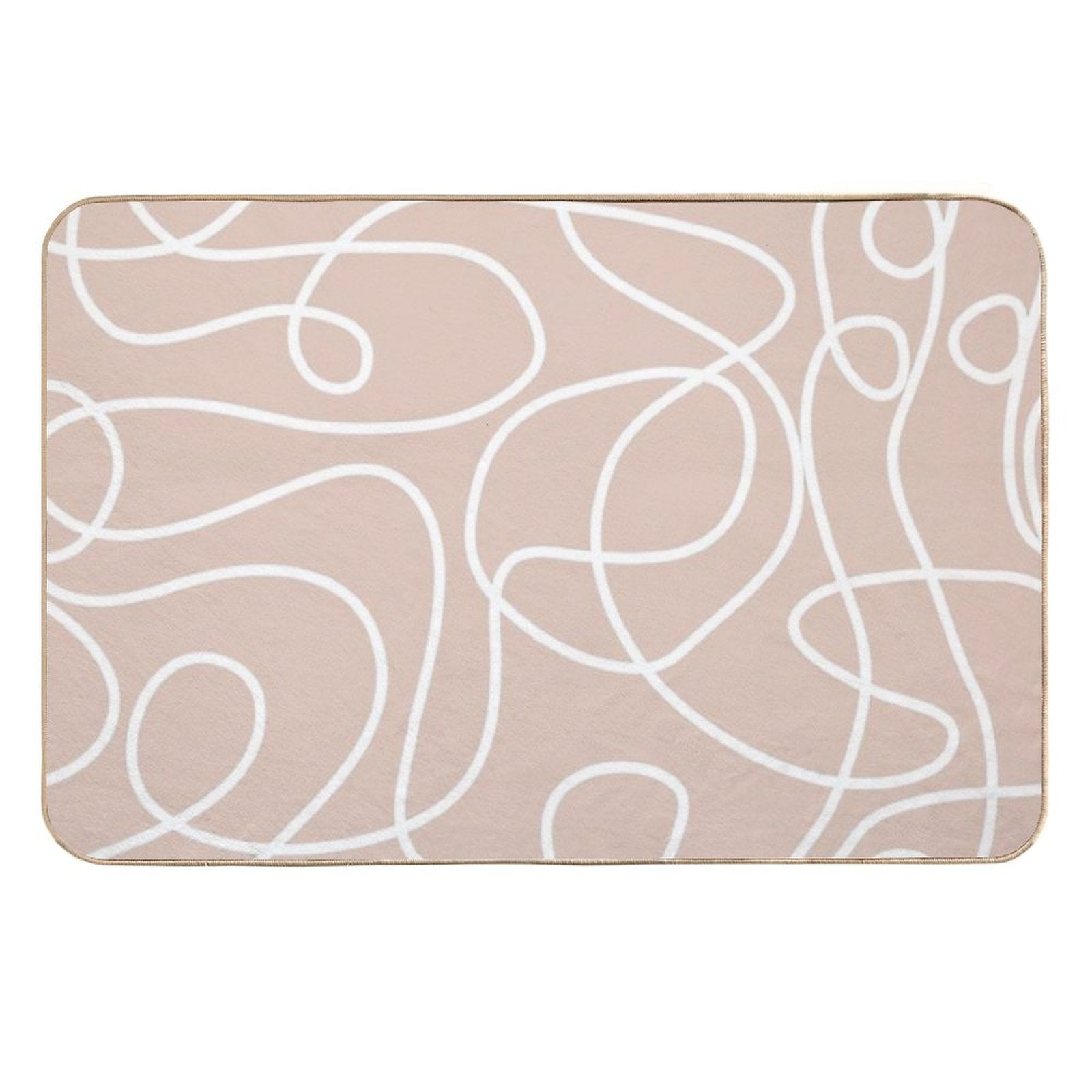 Doodle Line Art Pattern  White on Soft Terracotta  Eco-Friendly Bath Mat