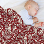 Pheasant And Hare Pattern, Deep Red And Cream Versatility Throw Blanket