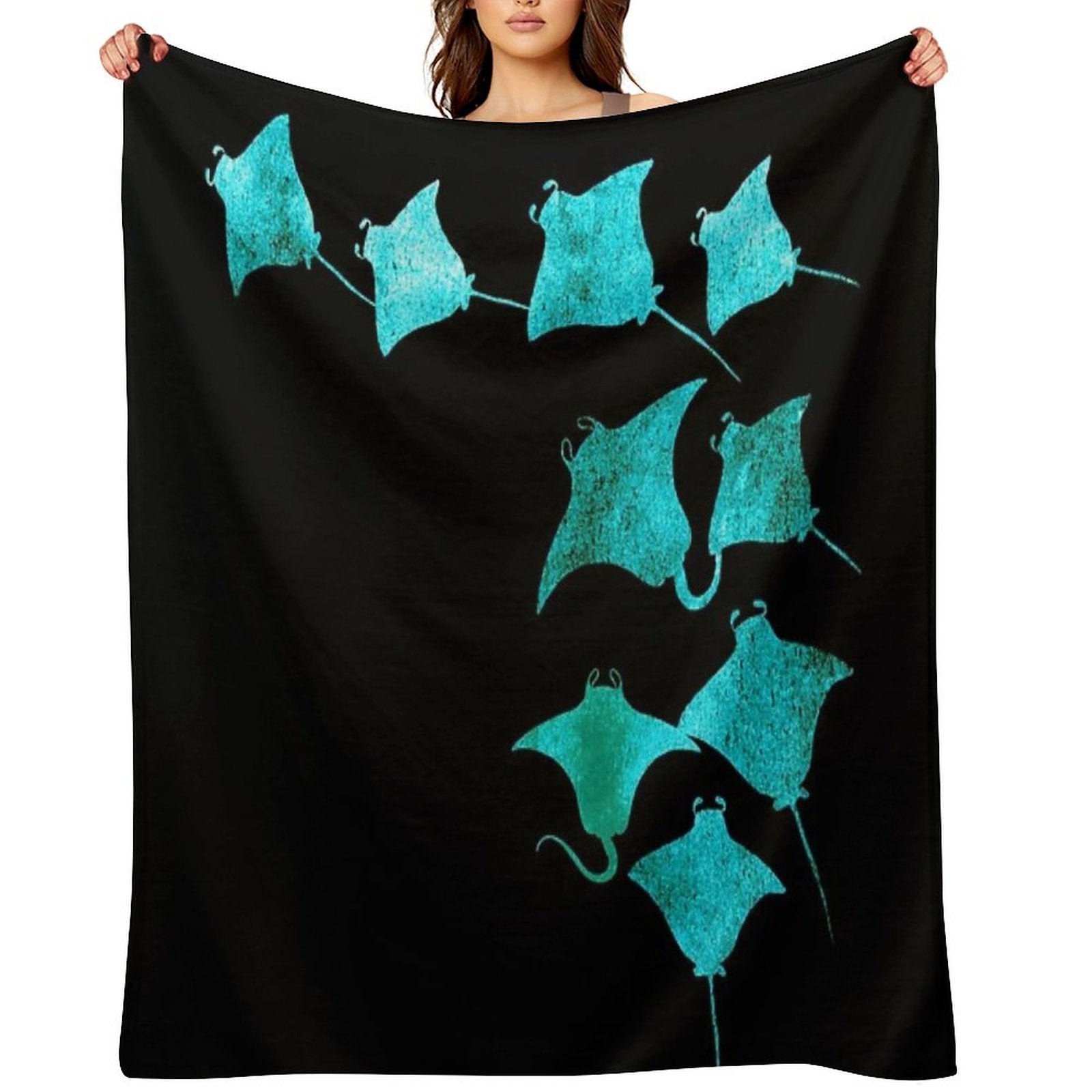 Blue Stingrays Wrinkle-free Throw Blanket