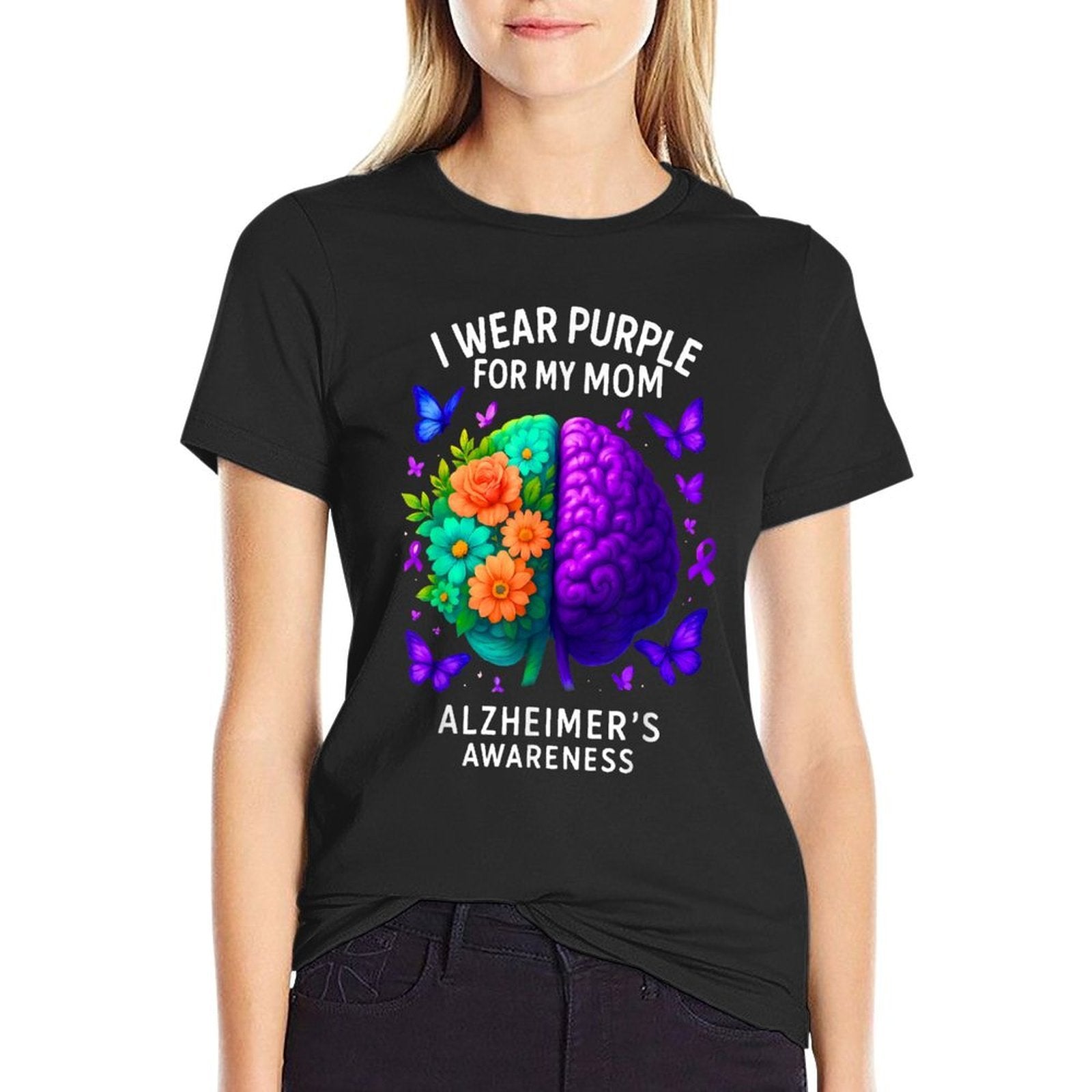 I Wear Purple For My Mom Alzheimers Awareness Mother  Affordable Price T-Shirt