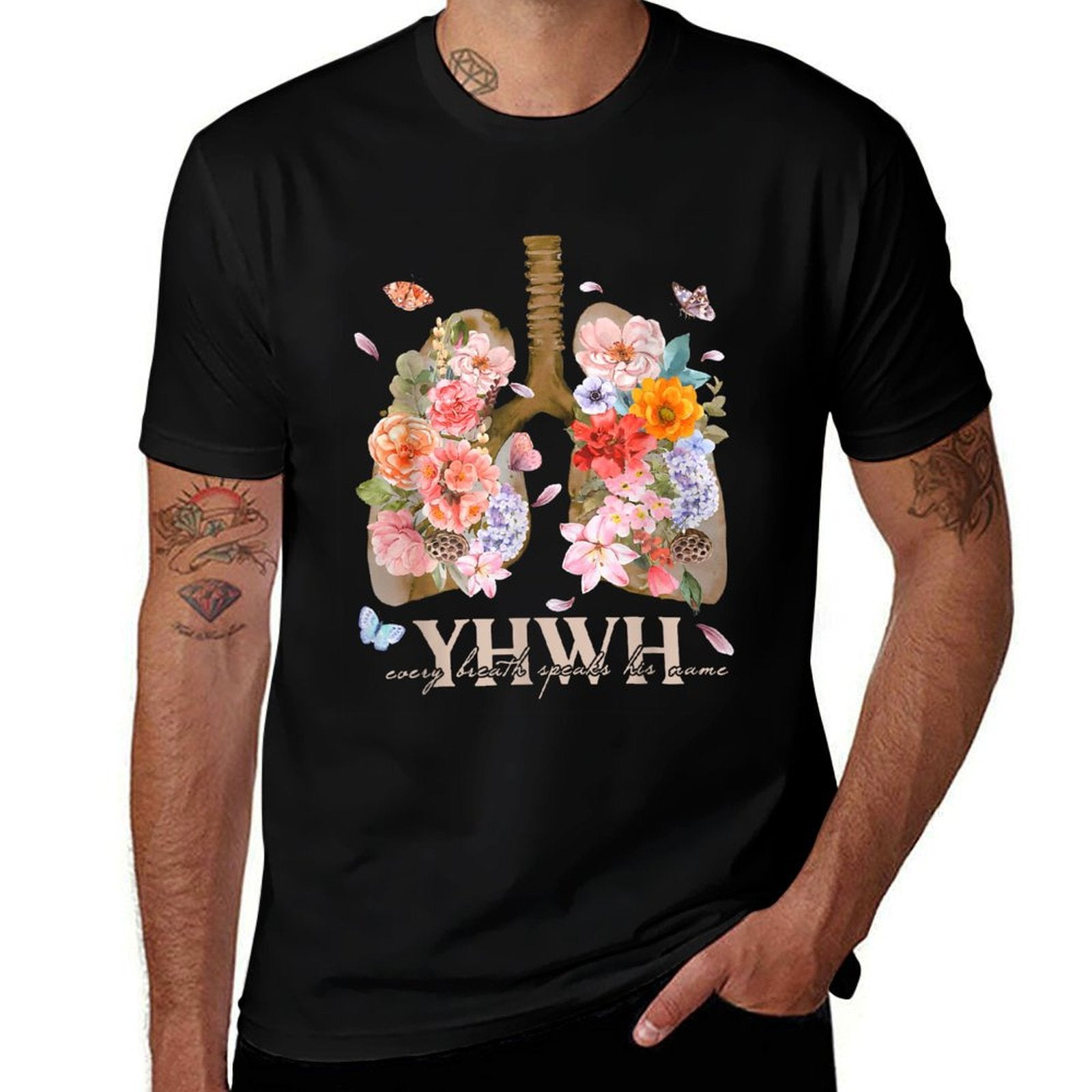 YHWH Every Breath Speaks His Name Lungs Christian  Easy-care T-Shirt