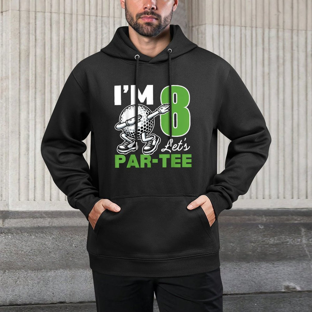 I'm 8 Let's Par 8th Years Old Golf Party Birthday Kids Kangaroo Pocket Hoodie