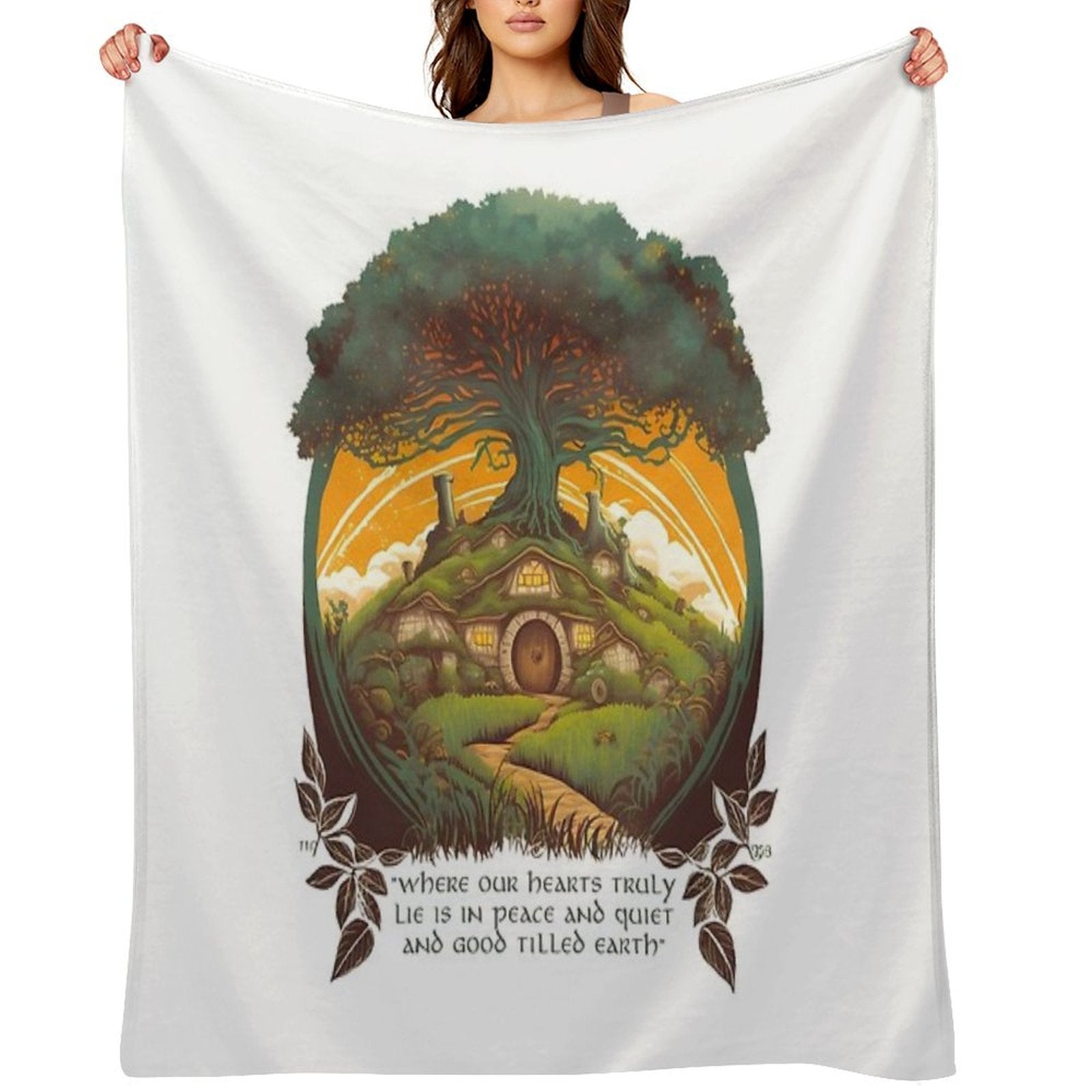 Round Doors Under A Tree - Fantasy Shrink-resistant Throw Blanket