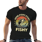 Fishing Here-Fishy Bass Fish Funny Dad  Relaxed-fit T-Shirt