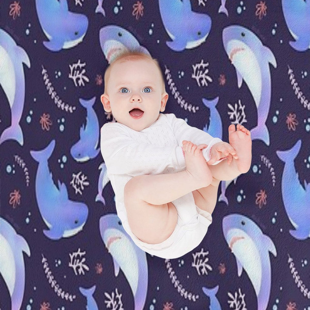 Brucie Blahaj Shark Under The Sea Pattern Comfort Throw Blanket