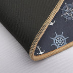 Pattern of Anchors And Compass Roses on Dark Blue  Rapid-Drying Bath Mat