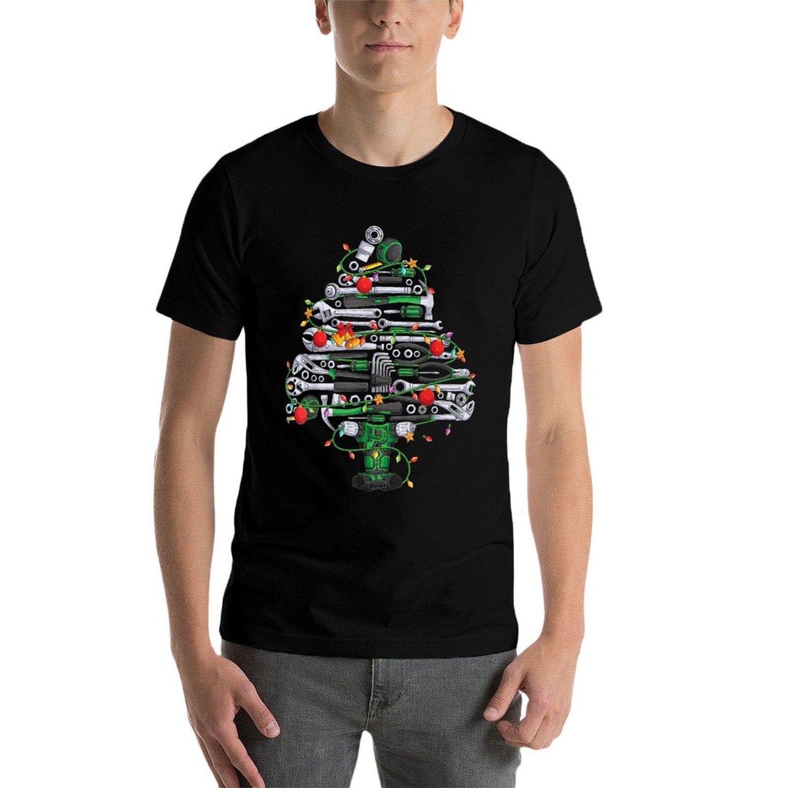 Car Mechanic Tools Christmas Tree Garage Men Kids  Fade-proof Color T-Shirt