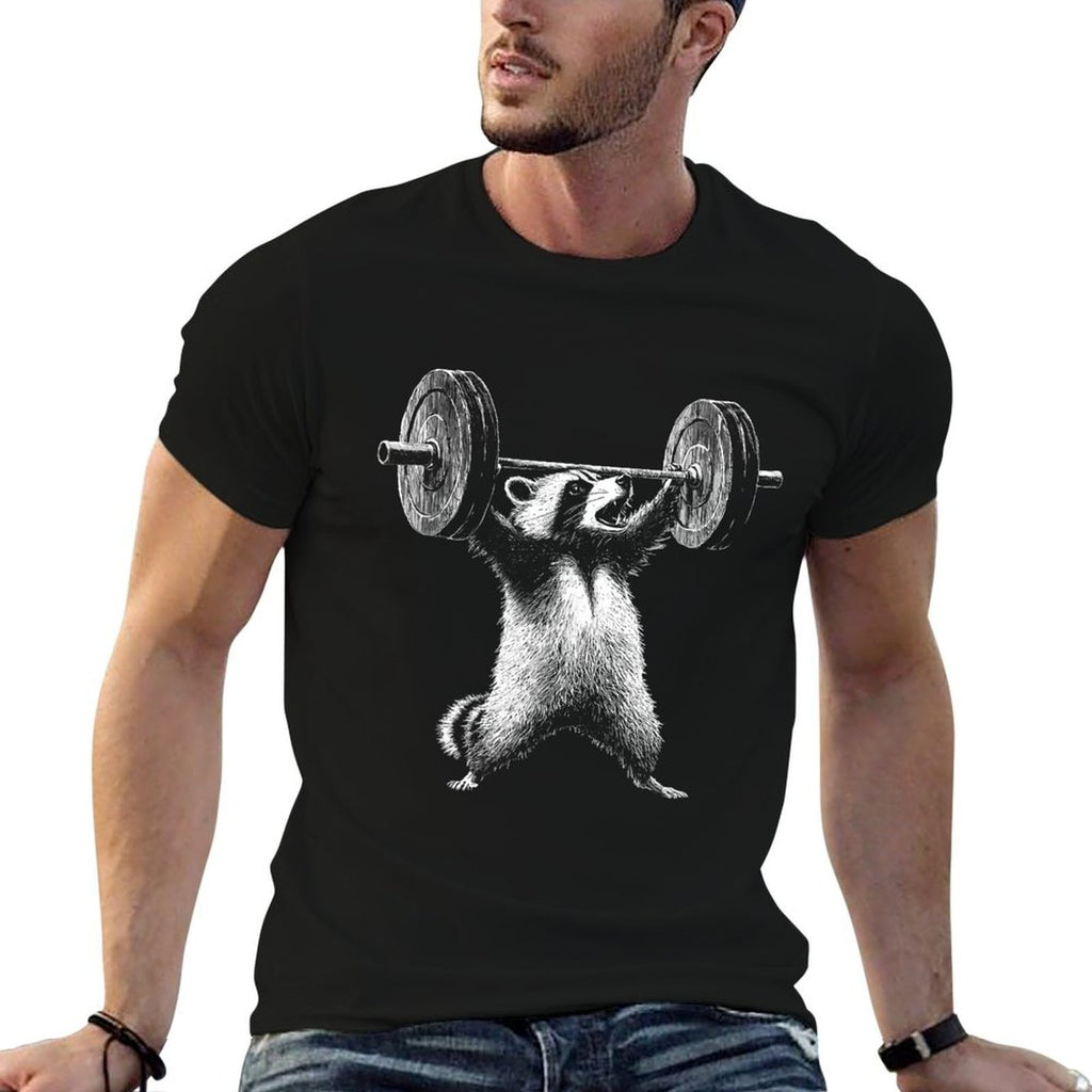 Deadlift Raccoon Gym Weight Training Comfortable T-Shirt