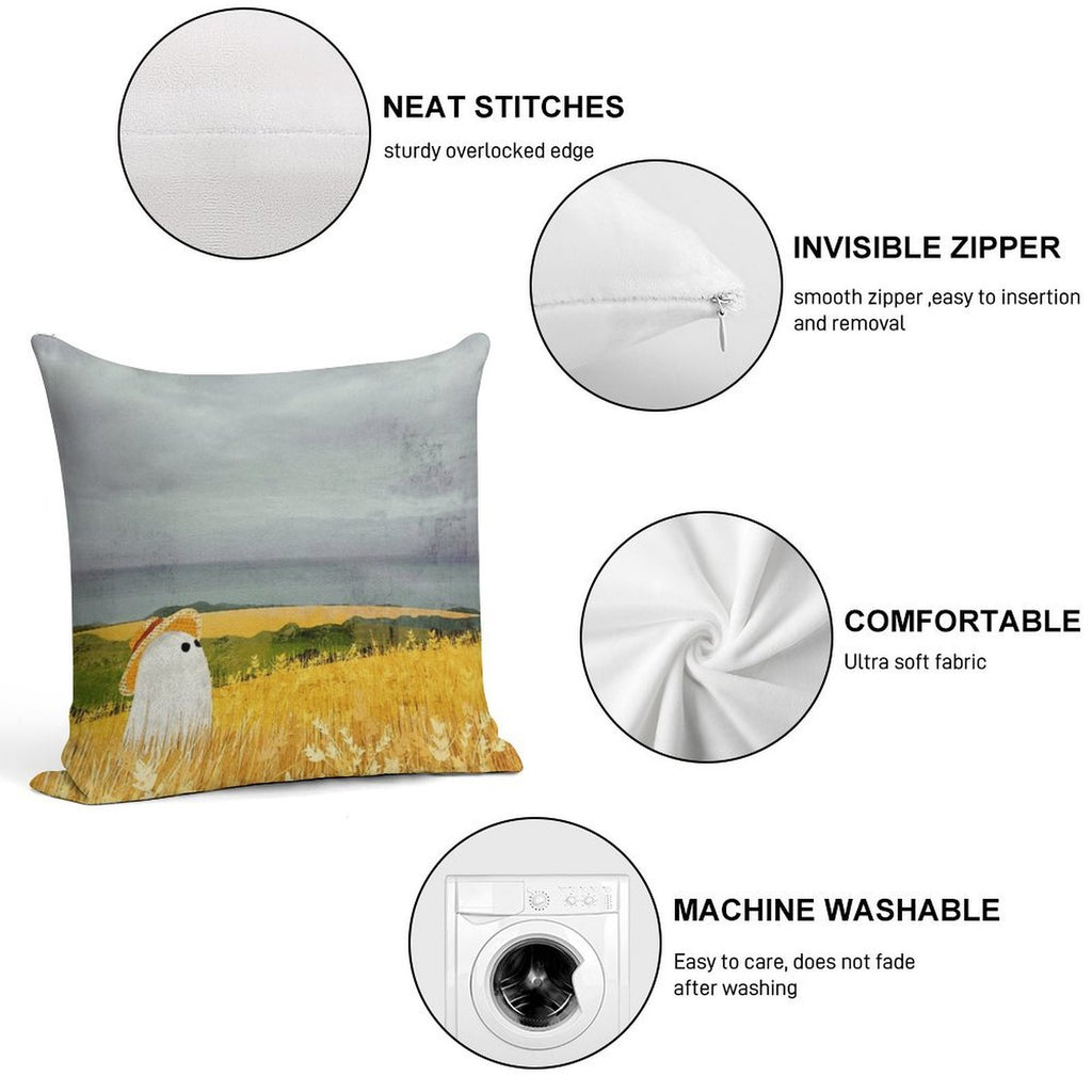 There's A Ghost in The Wheat Field Again... Soft Luxury Feel Throw Pillow
