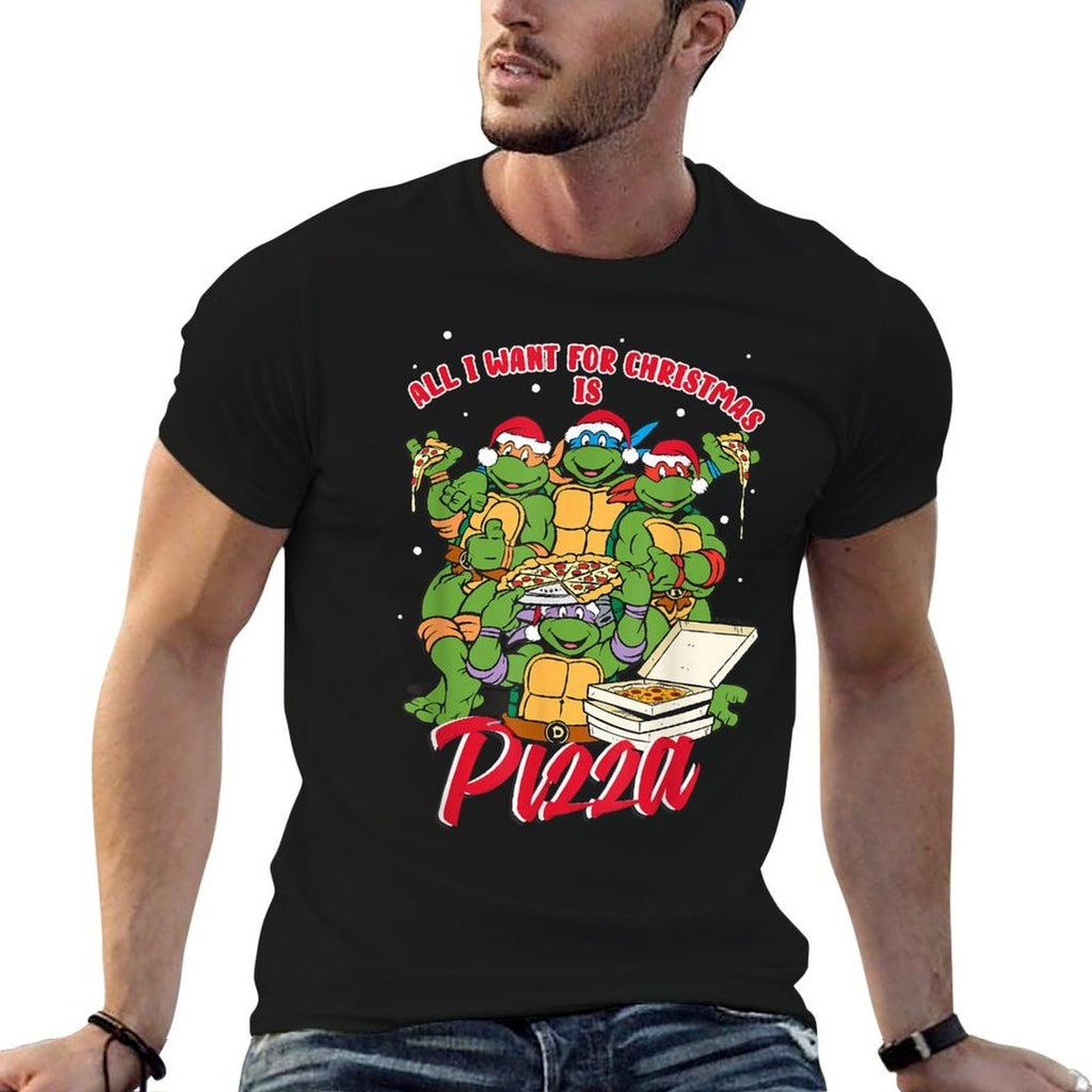 Teenage Mutant Ninja Turtles Christmas Pizza  Eco-friendly Material T-Shirt