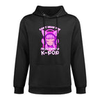 Cute Girl Graphic Can't Hear You I'm Listening to Kpop Kangaroo Pocket Hoodie