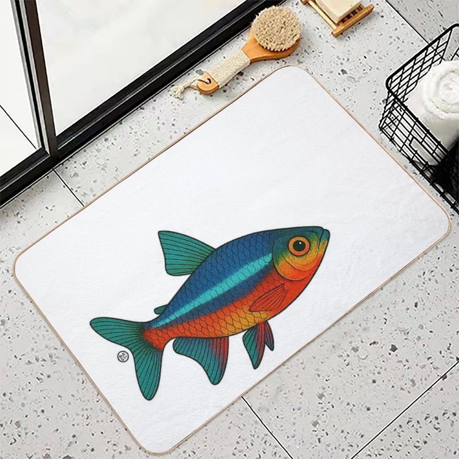 Neon Tetra Fish Japanese Style - Amazon Fish - Cardinal Tetra  Easy To Clean Bath Mat