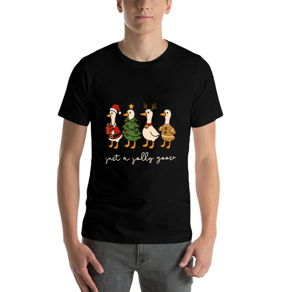 Just A Jolly Cute Goose Funny Merry Goosemas Christmas Xmas  Graphic-printed T-Shirt