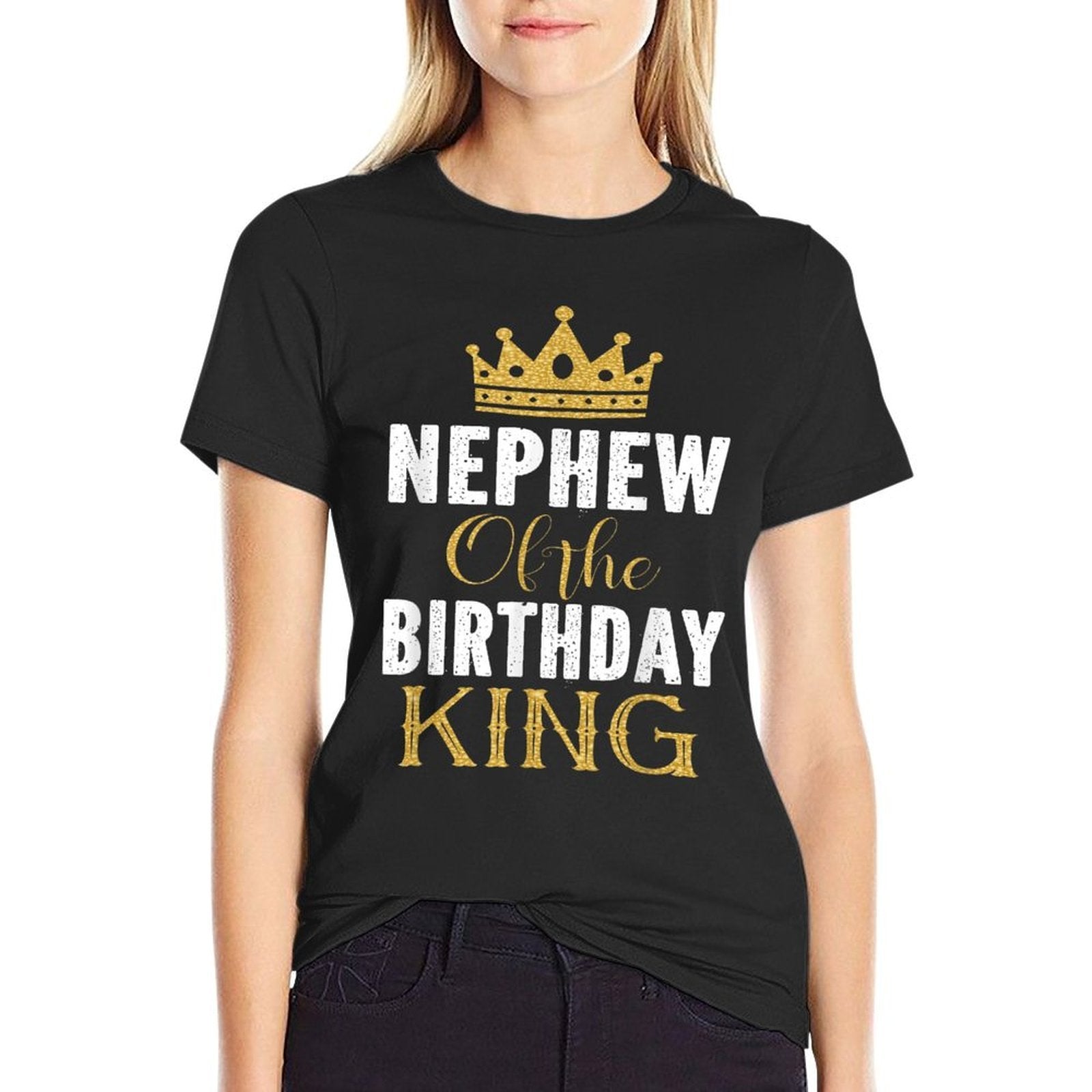Nephew Of The Birthday King Bday Party Gift For Him  Oversized Silhouette T-Shirt