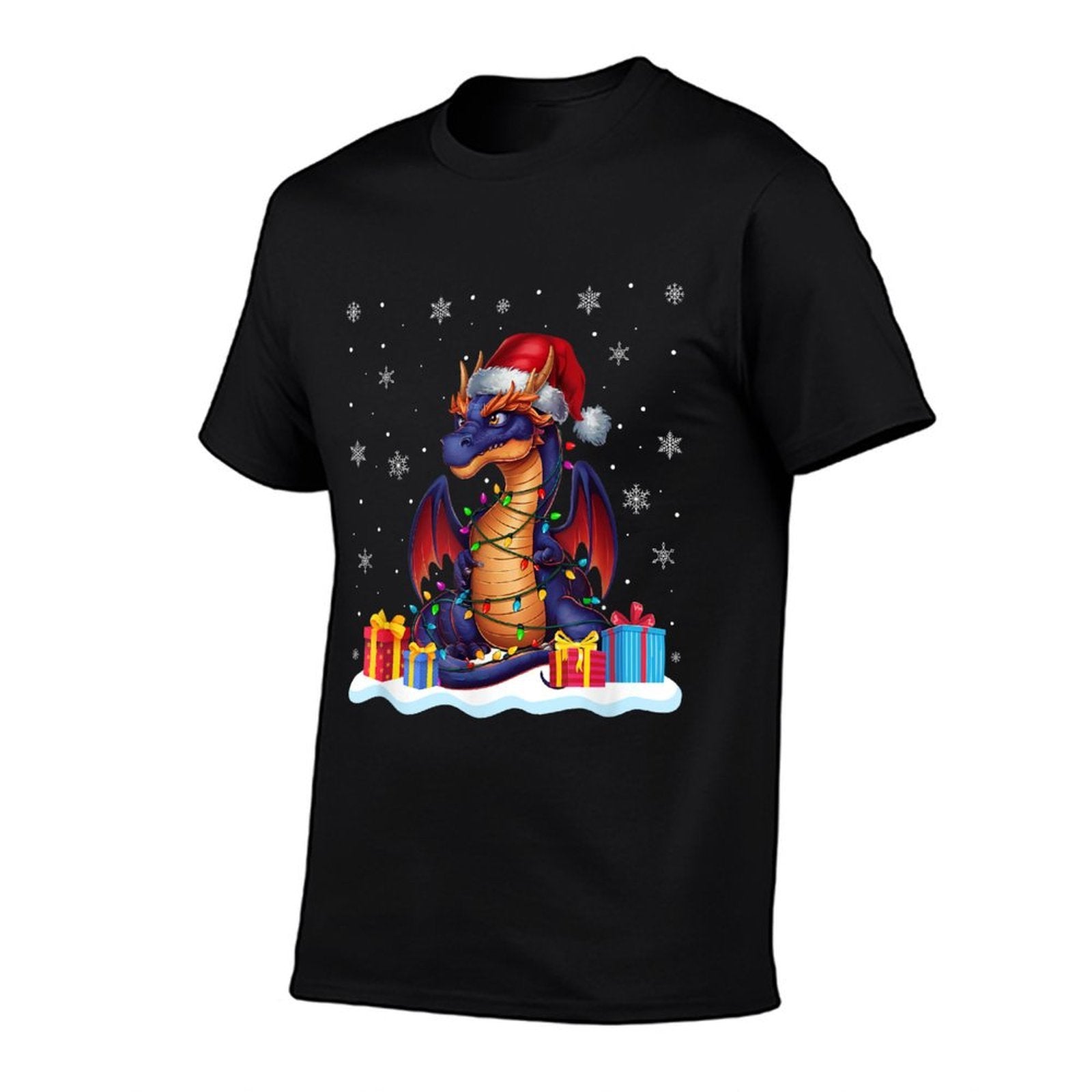 Dragon Santa Hat Christmas Tree Light Xmas Pajama  Heathered Texture T-Shirt