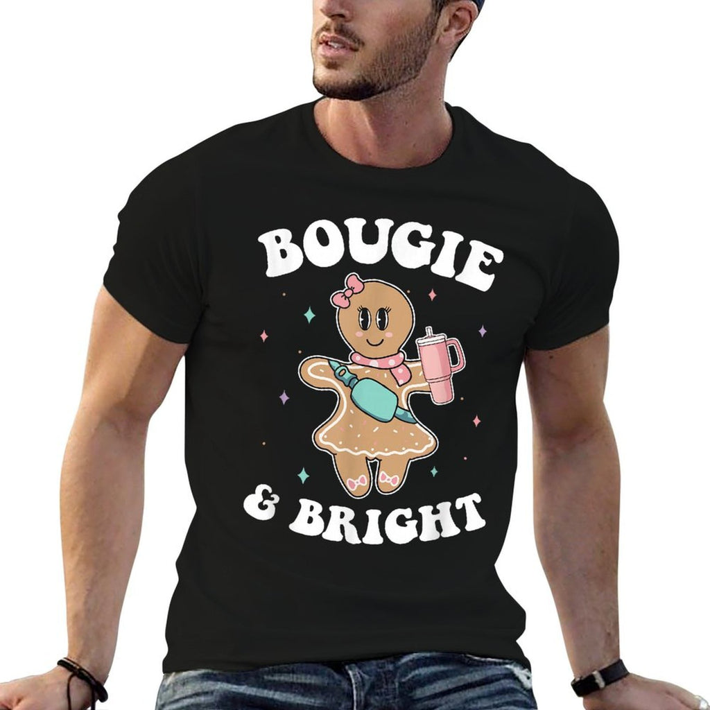 Bougie  Bright Funny Christmas Gingerbread Girl  Wrinkle-resistant T-Shirt