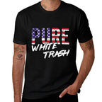 Funny Redneck, American USA Pure White Trash  Ribbed Collar T-Shirt